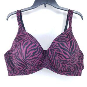 Leading Lady The Brigitte Full Coverage Wirefree T-Shirt Bra Size 46B Pink Zebra